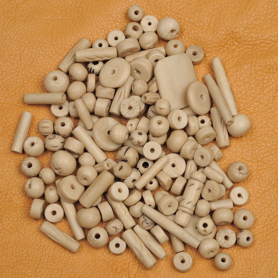 Carved Bone Bead Assortment, White | Crazy Crow Trading Post